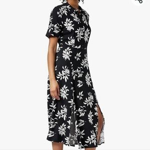 Floral shirt dress with slit